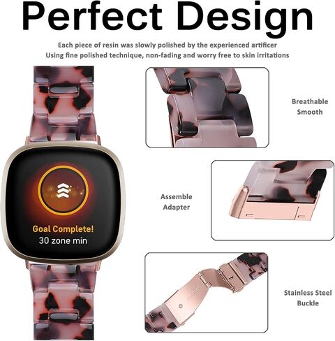 Miimall Compatible for Fitbit Versa 3/Sense Resin Bands Women Men Super-Light Stainless Steel Clasp Replacement Wristbands Straps for Fitbit Versa 3/Sense in Kuwait