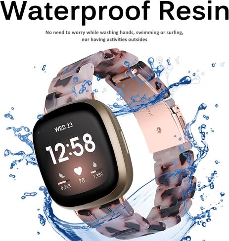 Miimall Compatible for Fitbit Versa 3/Sense Resin Bands Women Men Super-Light Stainless Steel Clasp Replacement Wristbands Straps for Fitbit Versa 3/Sense in Kuwait