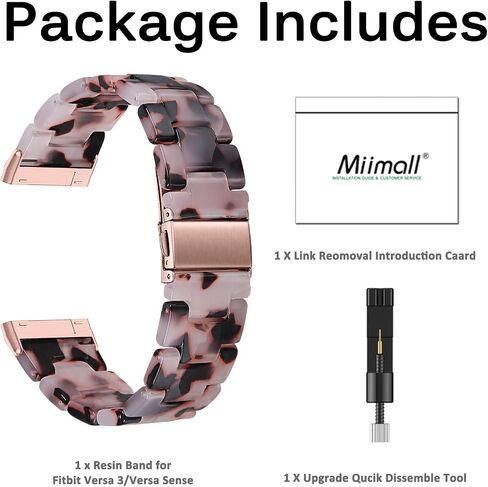 Miimall Compatible for Fitbit Versa 3/Sense Resin Bands Women Men Super-Light Stainless Steel Clasp Replacement Wristbands Straps for Fitbit Versa 3/Sense in Kuwait