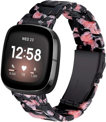 Miimall Compatible for Fitbit Versa 3/Sense Resin Bands Women Men Super-Light Stainless Steel Clasp Replacement Wristbands Straps for Fitbit Versa 3/Sense in Kuwait