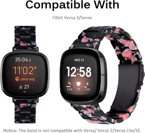 Miimall Compatible for Fitbit Versa 3/Sense Resin Bands Women Men Super-Light Stainless Steel Clasp Replacement Wristbands Straps for Fitbit Versa 3/Sense in Kuwait