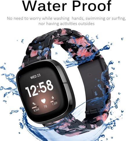 Miimall Compatible for Fitbit Versa 3/Sense Resin Bands Women Men Super-Light Stainless Steel Clasp Replacement Wristbands Straps for Fitbit Versa 3/Sense in Kuwait