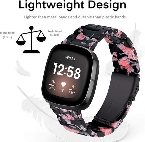 Miimall Compatible for Fitbit Versa 3/Sense Resin Bands Women Men Super-Light Stainless Steel Clasp Replacement Wristbands Straps for Fitbit Versa 3/Sense in Kuwait
