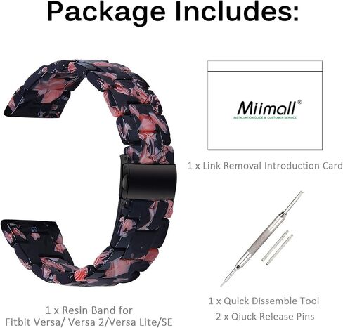 Miimall Compatible for Fitbit Versa 3/Sense Resin Bands Women Men Super-Light Stainless Steel Clasp Replacement Wristbands Straps for Fitbit Versa 3/Sense in Kuwait