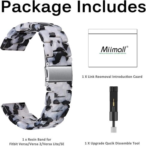 Miimall متوافق مع Fitbit Versa/Versa 2/Versa Lite/SE سوار من الراتنج أنيق وخفيف الوزن ومشبك من الفولاذ المقاوم للصدأ وسوار بديل لسوار Fitbit Versa/Versa 2/Versa Lite/SE in Kuwait