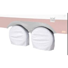 Eevelle Expedition EXO RV Wheel Covers-Set of 2 - Trailer Camper Tire Covers RV Wheel Cover, Water Resistant, UV Protection, 19"-22" (White)