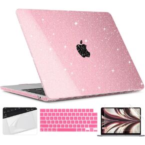 TWOLSKOO for M4 MacBook Air 13.6 inch Case 2025-2022 Release M4 A3240 M3 A3113 M2 A2681, Plastic Hard Shell & Trackpad Film & Keyboard Cover & Screen Film for MacBook Air 13.6", Star Clear