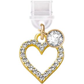 ELISE & FONDA TP313 Type-C USB Charging Port Anti Dust Plug Crystal Love Heart Cell Phone Charm for Samsung/Huawei/OnePlus/Xiaomi/oppo Android Phones (Gold) in Kuwait