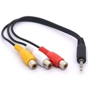 3.5 to RCA Audio Splitter Cable, 3.5mm Mini 1/8" TRS Stereo Male to 3 RCA Female Jack Adapter Cord - 25cm (3.5mm Male Straight to 3RCA Female) in Saudi Arabia