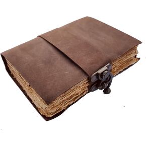 مجلة جلدية عتيقة - قفل إغلاق، كتاب الظلال، مجلة جريمويري، مجلة الساحرة، 200 صفحة مجلة رسم ورقية ذات حافة عتيقة هدية رائعة للرجال والنساء 7x5 بوصة in Kuwait