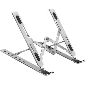 لاسيتو حامل قابل للطي والتعديل للابتوب والشاشة المحمولة والتابلت (10-17 انش) حامل لابتوب مبتكر مصنوع من خليط معدني من الالومنيوم لحامل نوت بوك، فضي in Kuwait