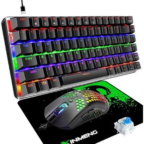 Gaming Keyboard and Mouse and Mouse Pad,Wired Rainbow Backlit Mechanical Keyboard,Superlight RGB Gaming Mouse,12000DPI Optical Sensor,6 Programmable Buttons Mice for PC Gamers(Black)