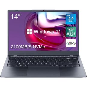 BiTECOOL Laptop Computer, 12GB RAM 256GB NVMe SSD, Intel N5095 Quad Core (up to 2.9GHz), 14-inch FHD IPS Display, Windows 11 Laptop, 2.4G/5G WiFi, BT4.2, Type C, Lightweight and Portable in Kuwait
