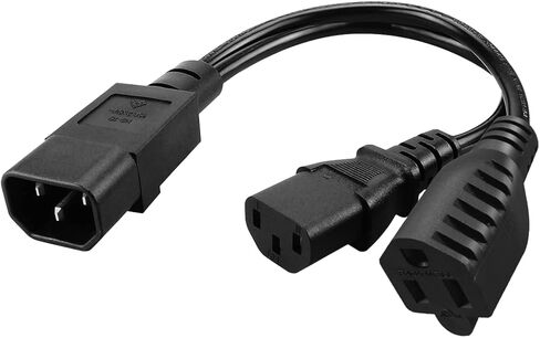 C14 to 2* 5-15R Power Cord C14 to Dual 5-15R Y Type Splitter Adapter Cable Cord 0.32M/1FT (C14 to 2* 5-15R) in Saudi Arabia