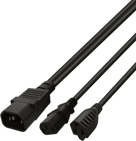 C14 to 2* 5-15R Power Cord C14 to Dual 5-15R Y Type Splitter Adapter Cable Cord 0.32M/1FT (C14 to 2* 5-15R) in Saudi Arabia