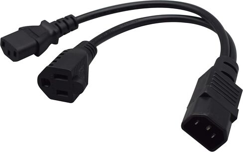 C14 to 2* 5-15R Power Cord C14 to Dual 5-15R Y Type Splitter Adapter Cable Cord 0.32M/1FT (C14 to 2* 5-15R) in Saudi Arabia