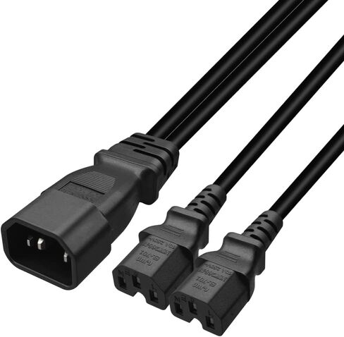 C14 to 2* 5-15R Power Cord C14 to Dual 5-15R Y Type Splitter Adapter Cable Cord 0.32M/1FT (C14 to 2* 5-15R) in Saudi Arabia
