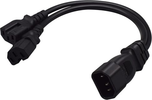 C14 to 2* 5-15R Power Cord C14 to Dual 5-15R Y Type Splitter Adapter Cable Cord 0.32M/1FT (C14 to 2* 5-15R) in Saudi Arabia