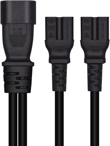C14 to 2* 5-15R Power Cord C14 to Dual 5-15R Y Type Splitter Adapter Cable Cord 0.32M/1FT (C14 to 2* 5-15R) in Saudi Arabia