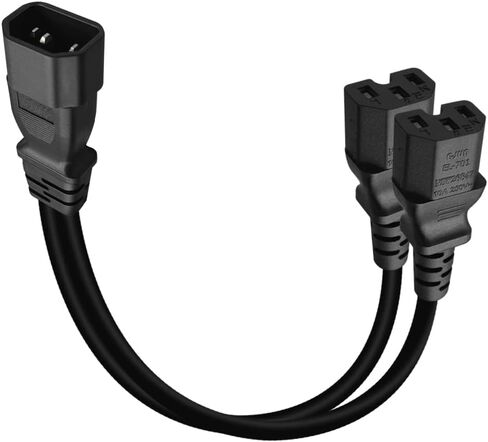 C14 to 2* 5-15R Power Cord C14 to Dual 5-15R Y Type Splitter Adapter Cable Cord 0.32M/1FT (C14 to 2* 5-15R) in Saudi Arabia