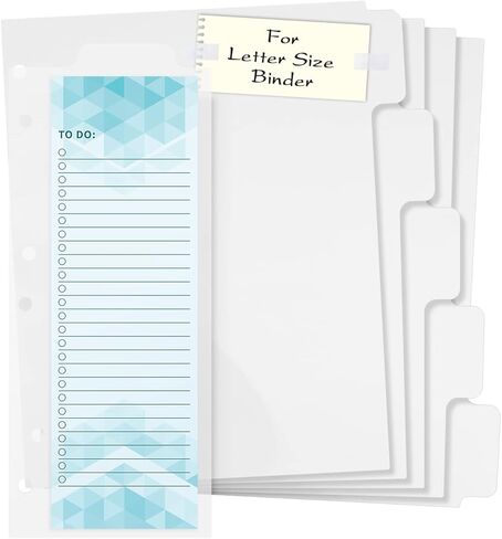 3 Ring Binder Dividers & Bookmark Dividers,Index Dividers Tabs for Binders,Write & Erase Snap-in to-Do List,for College, Adults in Kuwait