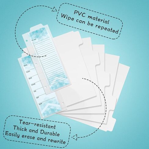 3 Ring Binder Dividers & Bookmark Dividers,Index Dividers Tabs for Binders,Write & Erase Snap-in to-Do List,for College, Adults in Kuwait