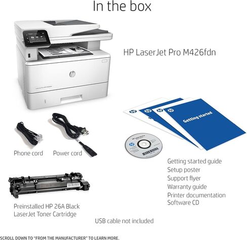 طابعة ليزر HP LaserJet Pro M426fdn متعددة الوظائف مع إيثرنت مدمج وطباعة مزدوجة (F6W14A) (متجددة) in Kuwait