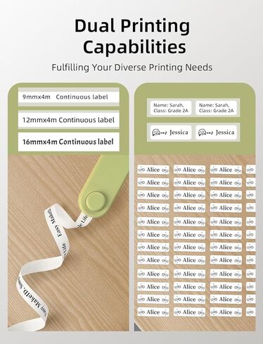 ماكينة صنع الملصقات من Makeid مع شريط - متوافقة مع شريط مقاوم للماء 9/12/16 مم، صانعة ملصقات محمولة وقابلة لإعادة الشحن مع طابعة ملصقات لاسلكية مدمجة متوافقة مع أجهزة Android وiOS in Kuwait