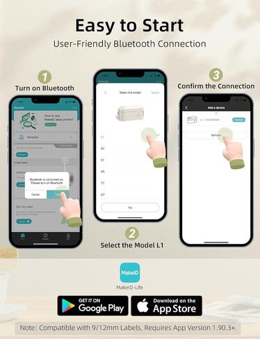 ماكينة صنع الملصقات من Makeid مع شريط - متوافقة مع شريط مقاوم للماء 9/12/16 مم، صانعة ملصقات محمولة وقابلة لإعادة الشحن مع طابعة ملصقات لاسلكية مدمجة متوافقة مع أجهزة Android وiOS in Kuwait