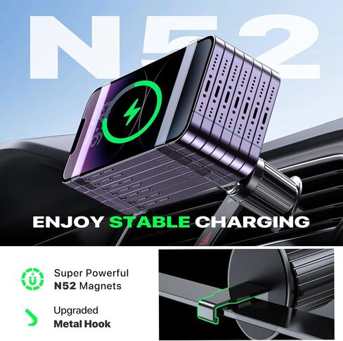 Miracase for MagSafe Car Mount Charger,15W Fast Charging Magnetic Wireless Car Charger, Car Phone Holder Mount for Vent Fit iPhone 15 Pro Max Plus/iPhone 14/13/12/Samsung and All Phones in Saudi Arabia