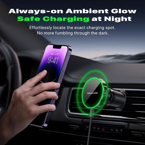 Miracase for MagSafe Car Mount Charger,15W Fast Charging Magnetic Wireless Car Charger, Car Phone Holder Mount for Vent Fit iPhone 15 Pro Max Plus/iPhone 14/13/12/Samsung and All Phones in Saudi Arabia