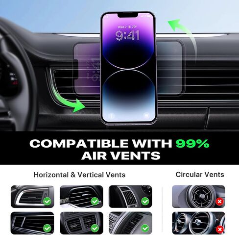 Miracase for MagSafe Car Mount Charger,15W Fast Charging Magnetic Wireless Car Charger, Car Phone Holder Mount for Vent Fit iPhone 15 Pro Max Plus/iPhone 14/13/12/Samsung and All Phones in Saudi Arabia