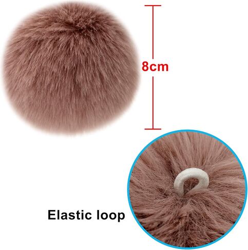 BQTQ 26 Pieces Faux Rabbit Fur Pom Pom White Fluffy Pom Pom Balls with Elastic Loop DIY Faux Fur Pom Pom for Hats Beanie Shoes Scarves Gloves Bags Accessories in Saudi Arabia