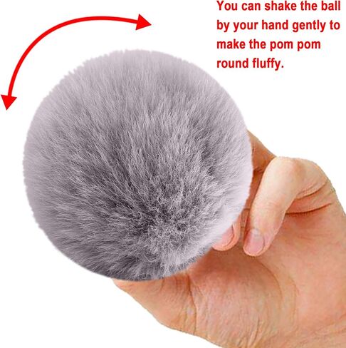 BQTQ 26 Pieces Faux Rabbit Fur Pom Pom White Fluffy Pom Pom Balls with Elastic Loop DIY Faux Fur Pom Pom for Hats Beanie Shoes Scarves Gloves Bags Accessories in Saudi Arabia
