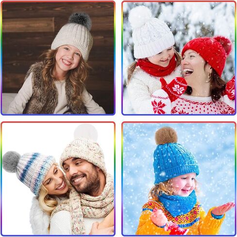 BQTQ 26 Pieces Faux Rabbit Fur Pom Pom White Fluffy Pom Pom Balls with Elastic Loop DIY Faux Fur Pom Pom for Hats Beanie Shoes Scarves Gloves Bags Accessories in Saudi Arabia