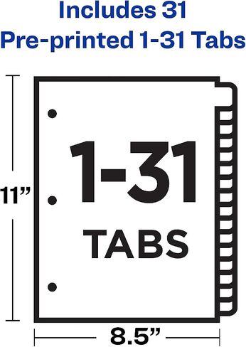 Avery 11308 Preprinted Laminated Tab Dividers w/Gold Reinforced Binding Edge, 31-Tab, Letter in Saudi Arabia