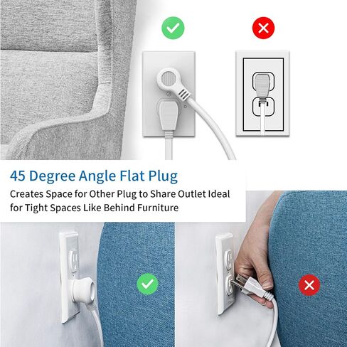 Power Strip with USB C - NTONPOWER Mountable Power Strip Flat Plug, 3 Outlets and 3 USB Ports Desktop Charging Station, 5ft Extension Cord, Compact Size for Travel, Dorm Room, Home & Office, White in Saudi Arabia