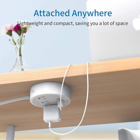 Power Strip with USB C - NTONPOWER Mountable Power Strip Flat Plug, 3 Outlets and 3 USB Ports Desktop Charging Station, 5ft Extension Cord, Compact Size for Travel, Dorm Room, Home & Office, White in Saudi Arabia