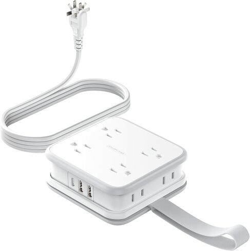 NTONPOWER 2 Prong Power Strip، 2 Prong to 3 Prong Outlet Converter، سلك تمديد ذو شقين 5 أقدام، 1875 وات/15 أمبير، قابس دوار 180 درجة، 8 منافذ 3 USB (1 USB C)، حامل حائط للمنزل القديم، النوم، المكتب الأسود in Saudi Arabia