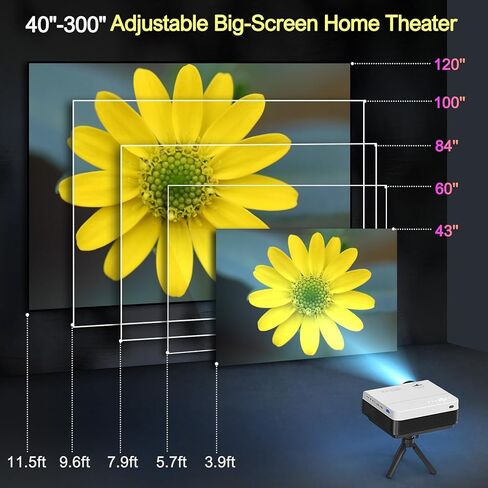 5G Projector with WiFi and Bluetooth,Native Full HD 1080P Outdoor Video Projector with 120'' Screen,12000L Movie Projector,4K & 300'' Display Support, Compatible w/TV Stick/Phone/PS5 in Kuwait