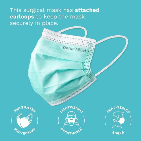 DEMETECH ASTM Level 3 Protective 3-Layer Face Mask, Ear-Loop Style, Small Face Mask, 50 Pieces in Kuwait
