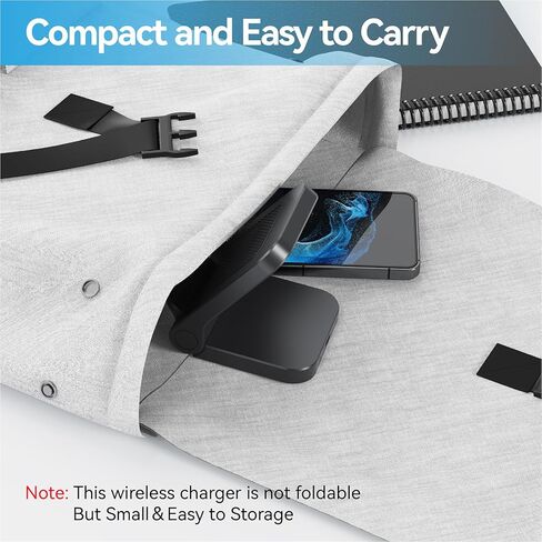 شاحن لاسلكي لهاتف Samsung Galaxy Z Flip، حامل شاحن محمول سريع 15 وات لهاتف Samsung Galaxy Z Flip 5/Z Flip 4/Z Flip 3، S23/S22/S21/S20، Note 20/10، 5 وات لموتورولا Razr+، غير قابل للطي ( لا يوجد محول) in Kuwait