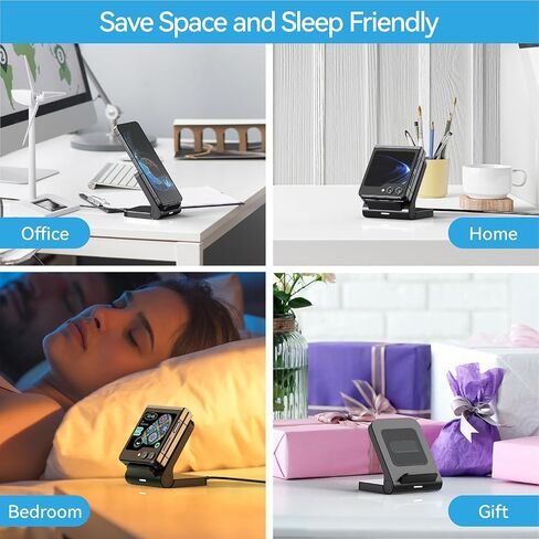 شاحن لاسلكي لهاتف Samsung Galaxy Z Flip، حامل شاحن محمول سريع 15 وات لهاتف Samsung Galaxy Z Flip 5/Z Flip 4/Z Flip 3، S23/S22/S21/S20، Note 20/10، 5 وات لموتورولا Razr+، غير قابل للطي ( لا يوجد محول) in Kuwait