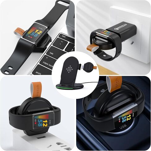 Yoshimitsu 3 in 1 Journey Charger for Fitbit Charge 5/Fitbit Luxe, Wireless Charger for iphone14/13/Samsung Galaxy S23, AirPods Pro, Galaxy Buds Pro, Other Wireless Charging Phones or Earbuds (Black in Saudi Arabia