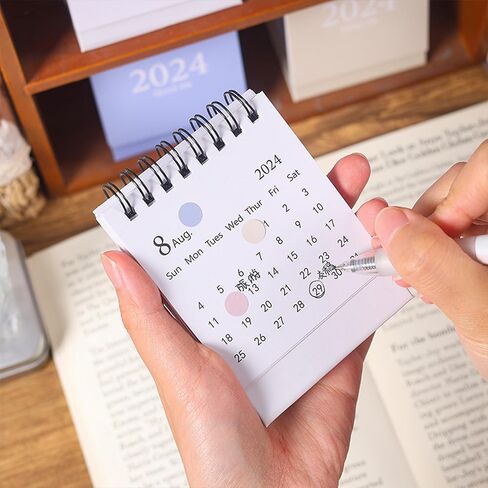 تقويم مكتب صغير من BinaryABC 2023-2024، مخطط تقويم مكتبي شهري صغير، تقويم دائم قابل للطي لسطح المكتب، هدية لوازم حفلات رأس السنة الجديدة (أبيض) in Kuwait
