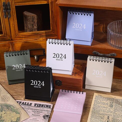 تقويم مكتب صغير من BinaryABC 2023-2024، مخطط تقويم مكتبي شهري صغير، تقويم دائم قابل للطي لسطح المكتب، هدية لوازم حفلات رأس السنة الجديدة (أبيض) in Kuwait