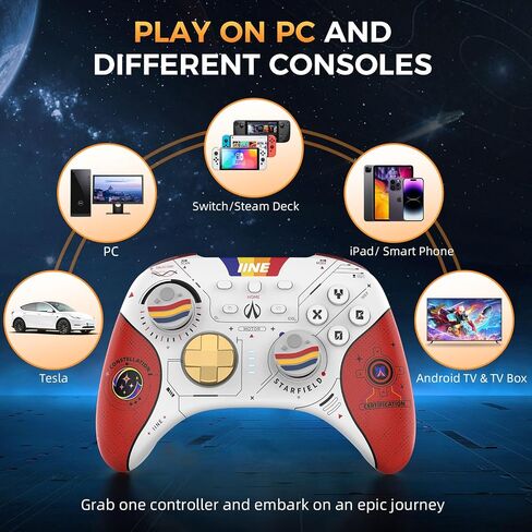 وحدة تحكم IINE Switch Pro مع عصا التحكم/مشغل تأثير Hall، (بدون انجراف) وحدات تحكم التبديل اللاسلكية للكمبيوتر/التبديل/البخار/الكمبيوتر اللوحي/الهاتف، لوحة تحكم عن بعد للتبديل مع NFC/Mtion Sense/Macro/Wake-up/Rumble in Saudi Arabia