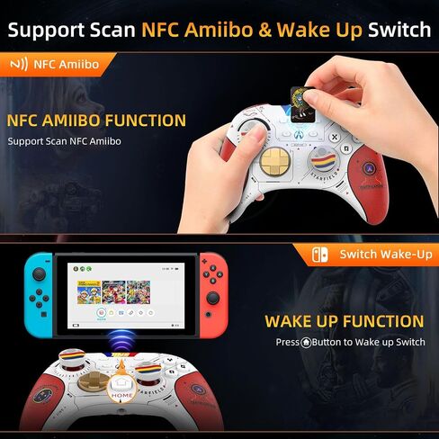 وحدة تحكم IINE Switch Pro مع عصا التحكم/مشغل تأثير Hall، (بدون انجراف) وحدات تحكم التبديل اللاسلكية للكمبيوتر/التبديل/البخار/الكمبيوتر اللوحي/الهاتف، لوحة تحكم عن بعد للتبديل مع NFC/Mtion Sense/Macro/Wake-up/Rumble in Saudi Arabia