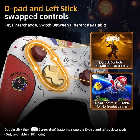 وحدة تحكم IINE Switch Pro مع عصا التحكم/مشغل تأثير Hall، (بدون انجراف) وحدات تحكم التبديل اللاسلكية للكمبيوتر/التبديل/البخار/الكمبيوتر اللوحي/الهاتف، لوحة تحكم عن بعد للتبديل مع NFC/Mtion Sense/Macro/Wake-up/Rumble in Saudi Arabia
