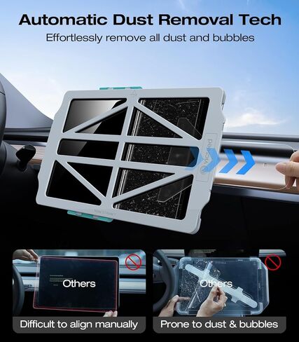 واقي شاشة VICSEED 4K لطراز Tesla Model Y Model 3 - [تقنية إزالة الغبار التلقائي] واقي شاشة من الزجاج المقوى خالٍ من الفقاعات مع ملحقات محاذاة EZ FIT - مضادة للوهج/مضادة لبصمات الأصابع in Kuwait